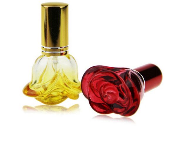 

5ml 3d flower perfume bottle mini portable travel refillable perfume atomizer bottle color spray scent pump empty case