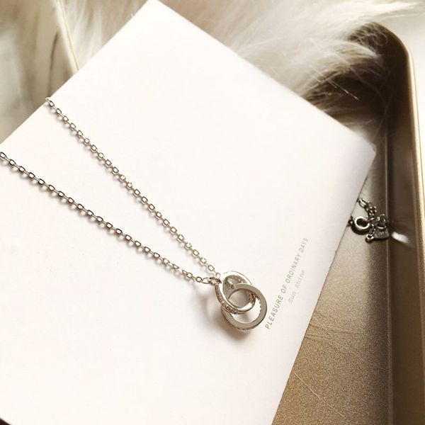 

original fashion simple elegant girl necklace creative double loop phase clasp clavicle chain web celebrity with joker female ne, Silver