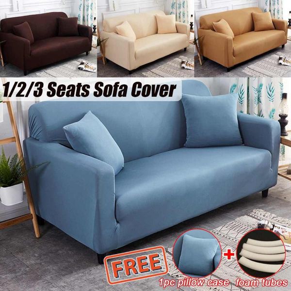 

1/2/3 seats spandex polyester elastic stretch sofa armchair cover living room couch with 1 pillow case and foam tubes