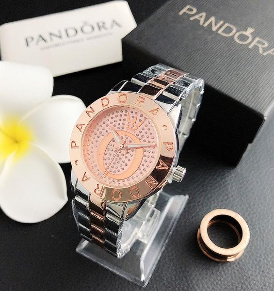 

fashion luxury wristwatches mens womens 316l stainless steel band quartz designer p1 pandora watches classic reloj, Slivery;brown