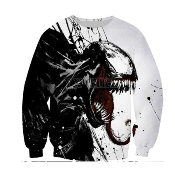 

2019 фильм venom злодей черепа новые горячие мода толстовка 3d печать хип-хоп женщины мужчины unisxe повседневная верхняя одежда пуловеры то, Black