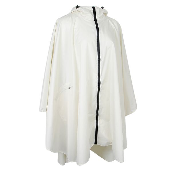 

women's lightweight waterproof outdoor hooded zip raincoat portable poncho, Black;white