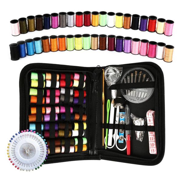 

cn adults portable travel sewing kit 128 sets high-end 41 xl spools sewing accessories for beginners famaly diy home tools, Black