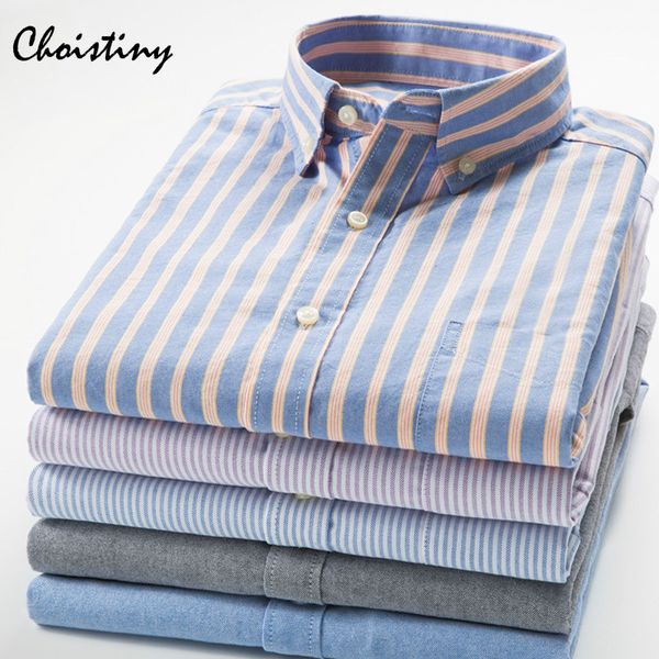

2018 brand 100% cotton striped shirt men spring casual shirts oxford dress shirt camisa masculina white black