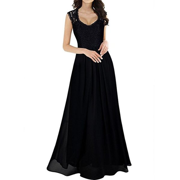 

2018 autumn selling new style lace floor long skirts ozhouzhan sleeveless hollow out backless formal dress, Black;gray