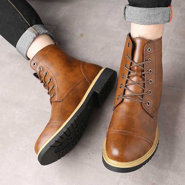 

cimim brand winter men large size comfortable work boots outdoor new fashion trend boots luxury keep warm high men, Black