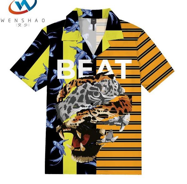 

mens summer beach hawaiian shirt 2020 brand short sleeve plus size floral shirts men casual holiday vacation clothing camisas vs1, White;black