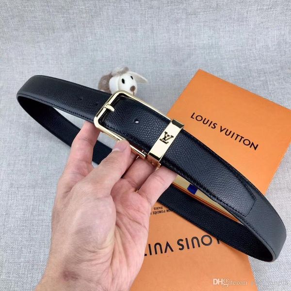 

2019 high qualtiy belts men's alloy smooth buckle genuine leather mans belt fashion black khaki color belt no box aid-80a, Black;brown