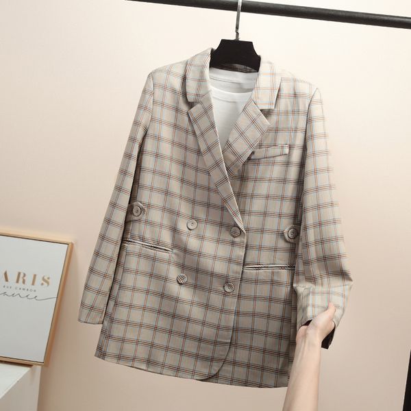 

women's suits & blazers plaid suit coat jacket women female 2021 korean loose spring and autumn chi retro leisure western clothing ins, White;black
