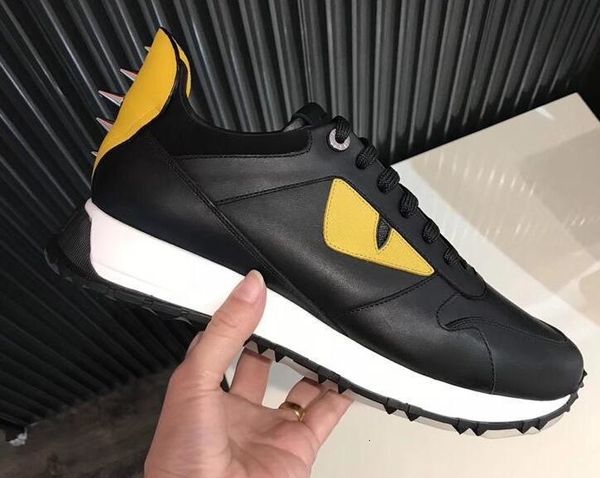 

высокое качество дизайнер повседневная обувь из натуральной кожи желтые глаза 040little монстры мужчины повседневная кроссовки спортивные са