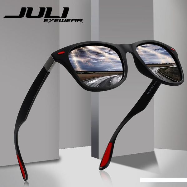 

juli brand design classic polarized sunglasses men tr90 square frame sports sun glasses male driving goggles uv400 eyewear, White;black