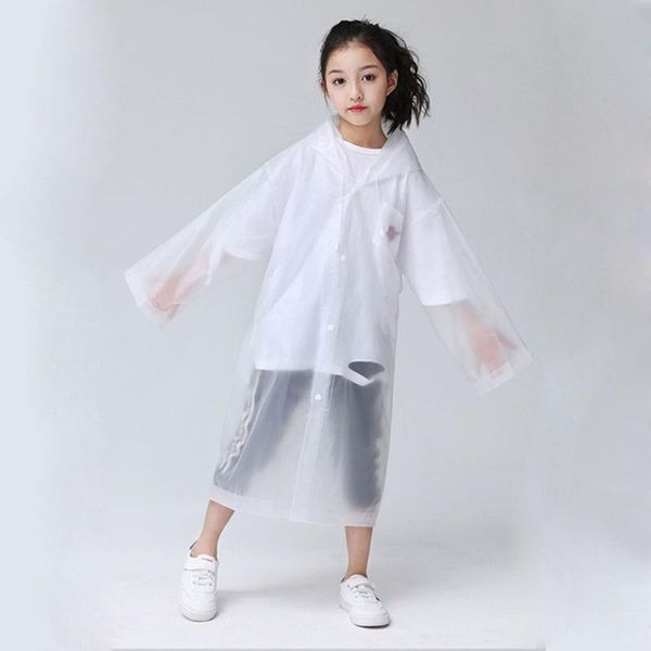 

eva transparent fashion frosted child raincoat girl and boy rainwear outdoor hiking travel rain gear coat for children, Red;brown