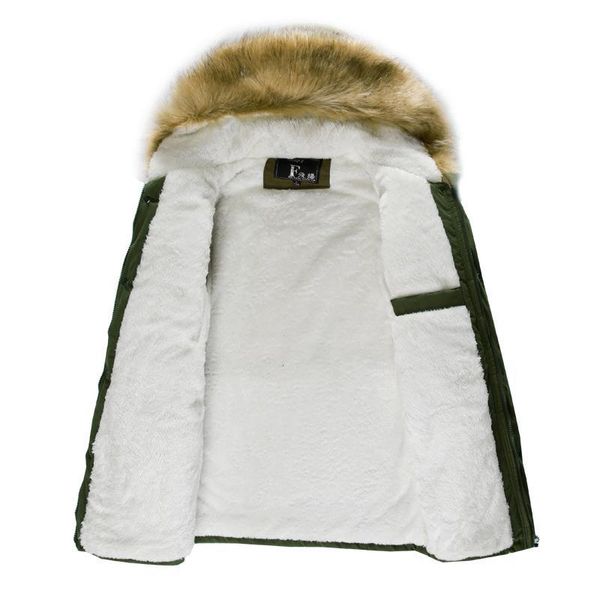 

winter parka men fur collar thick warm jacket men hooded overcoat outwear warm coat wool liner parka coats man plus size 4xl, Black