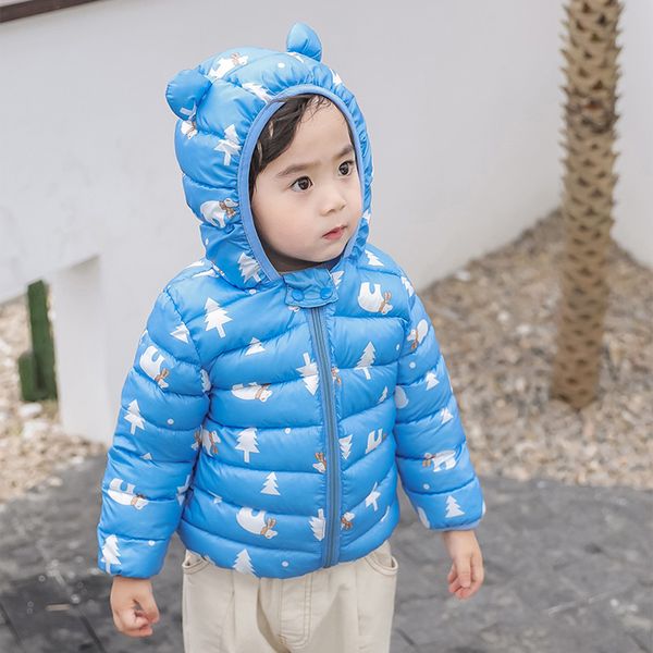 

new 1-5 year baby girls boys light kids jacket hoodie warm down coat winter children jacket winter fall toddler infant outerwear, Blue;gray