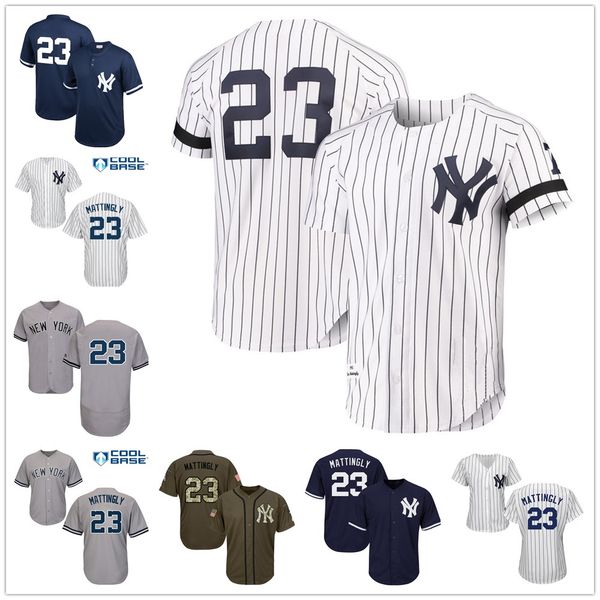 

Don Mattingly Jersey 1995 Cooperstown Cool Base Yankees New York Cream White Pinstripe Grey Black Home Away All Stitched