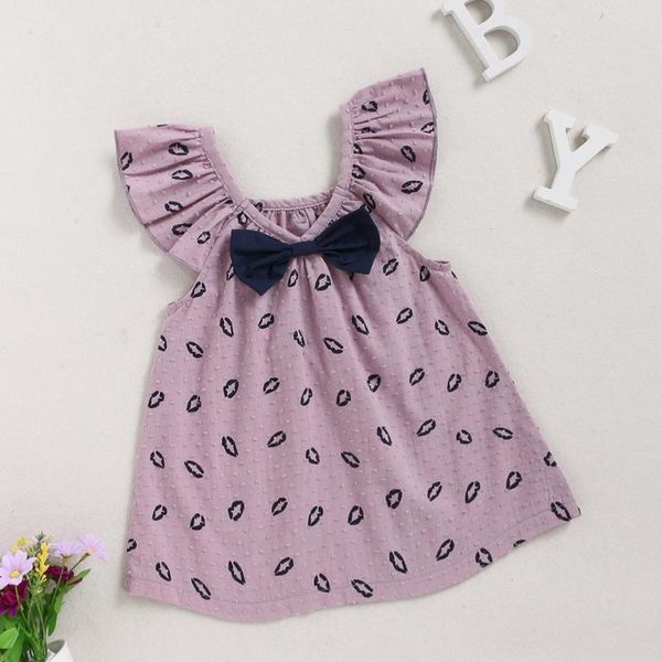 

summer dress infant baby girls lip print linen button bowknot tulle princess dresses princess costume casual dresses for girls, Red;yellow