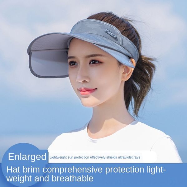 

retractable sun hat women's sun-proof uv-proof face-shading outdoor bicycle bicycle cycling empty sun hat, Blue;gray