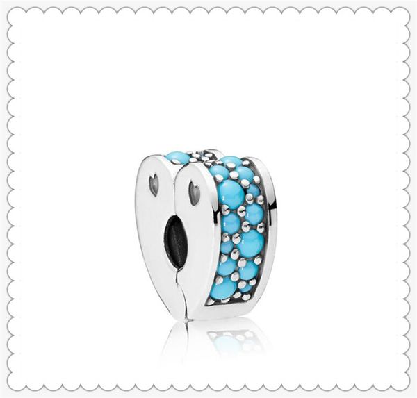

authentic cyan blue arcs of love clip charm s925 sterling silver bead fit for pandora bracelet diy beads charms, Black