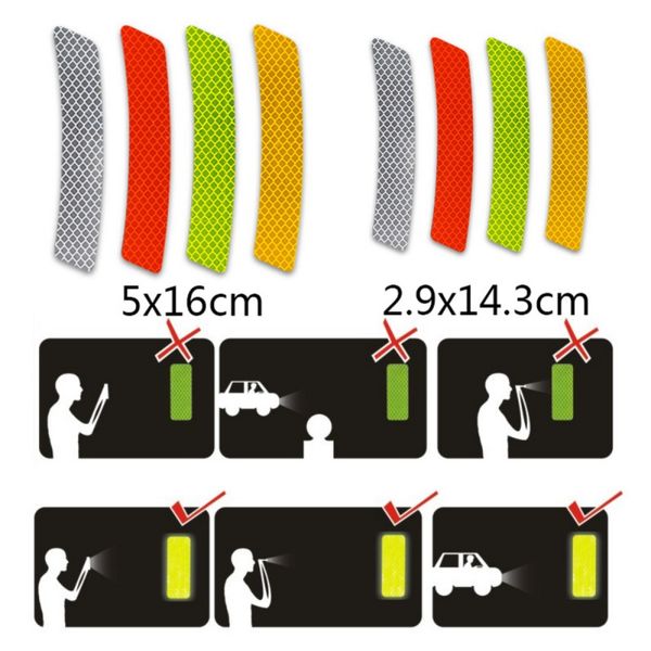 

2pcs reflective tape diamond wheel eyebrow warning sticker self-adhesive roadside safety waterproof door open car sticker