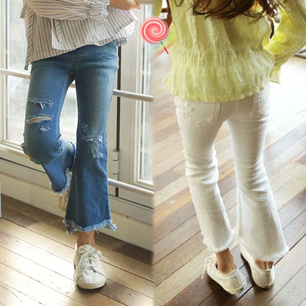 

ripped jeans for kids girls 2019 spring summer jeans for teen girls children clothing teenager cloth, Blue