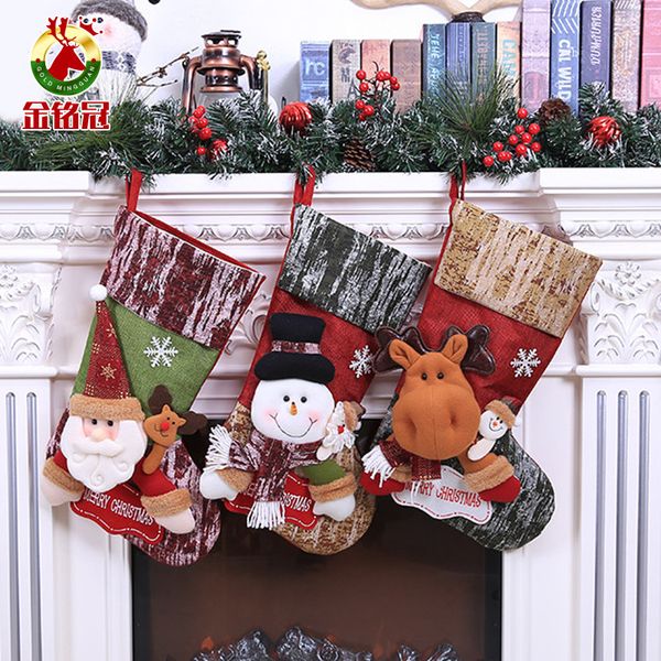 

new large festival christmas stockings decorations hang gift gift santa snowman elk candy bag