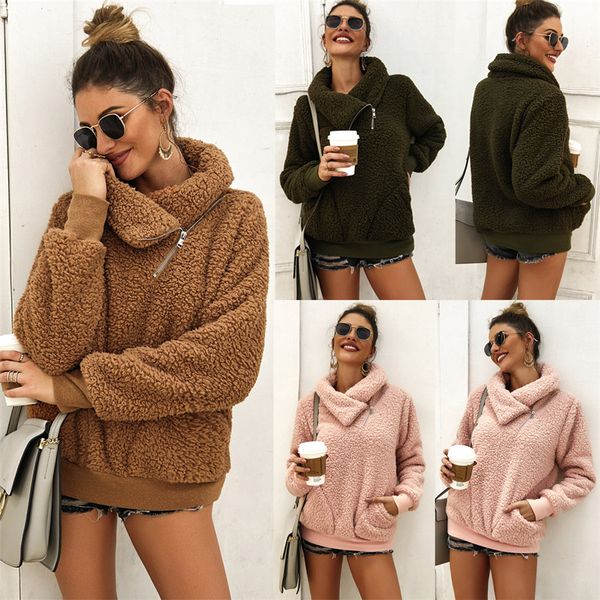 

женщины зима с длинным рукавом плюшевые пальто свитер осень толстовка джемпер пуловер топ блузка, Black