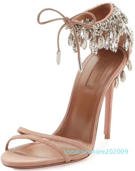 

summer eden crystal embellished sandals mujer ladies high heels bride party wedding eu35-42 s09, Black