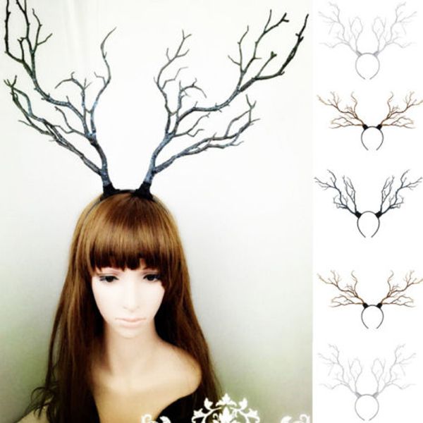 

long antlers tree branches horns hat hair headband cosplay party fancy dress new