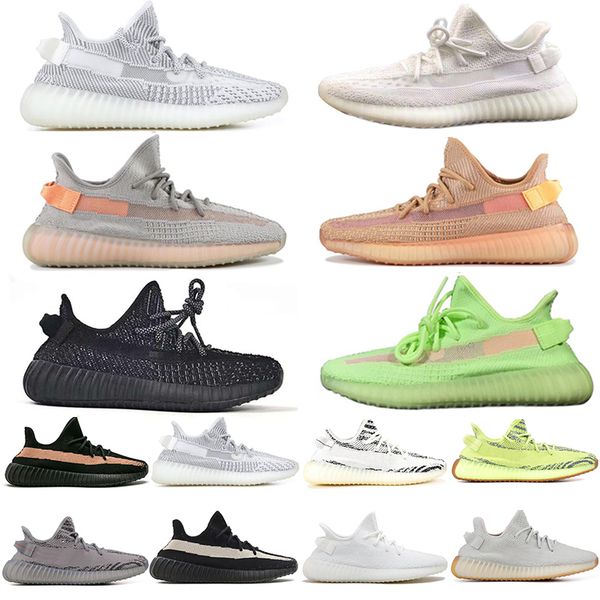 

kanye gid glow clay true form black reflective static running shoes men women zebra beluga sesame mens trainers designer sneakers with box, White;red