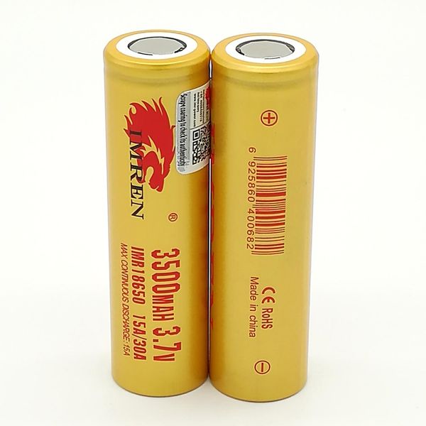 

50pcs 100% imr 15 30a 18650 battery 3500mah 3.7v 15 30a rechargable lithium batteries fedex ups ing