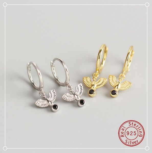 

eh2006019 s925 sterling silver ins selling light & extravagant pretty creative peace dove earrings 2020, Golden;silver