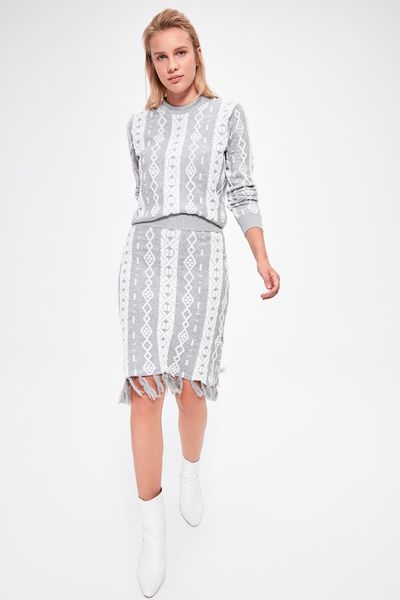 

trendyol tassel detail knitwear skirt twoaw20et0191, Black