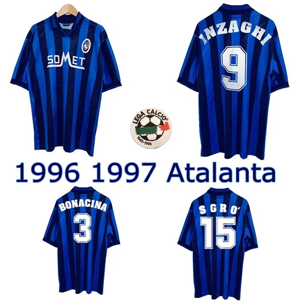 

1996 1997 atalanta bergamasca retro soccer jersey 96 97 filippo inzaghi bonacina sgro morfeo vintage classic football shirt, Black;yellow