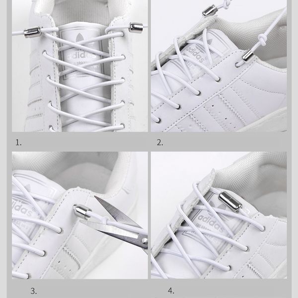 

no tie shoelaces elastic shoe laces round metal locking quick off white shoe lace child sneakers lazy laces 1 pair, White;pink