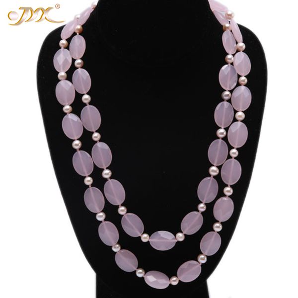 

jyx authentic 15x20mm faceted oval rose quartz and pink freshwater pearl necklace 43inch jewelry for women necklaces pendants, Silver