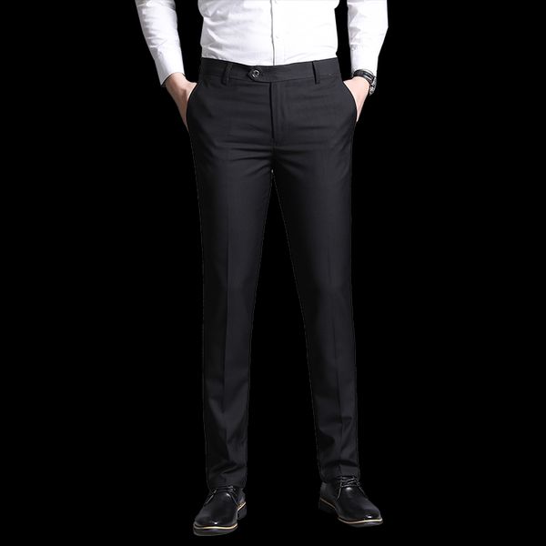 

men formal dress pants slim fit fashion formal business solid color pant casual man trousers wedding groom prom trouser, White;black