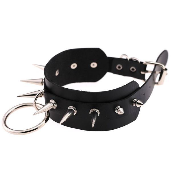 

necklace rivet pu leather round torque jewelry 15 colors harajuku trendy choker street club gothic cosplay punk necklaces, Blue;slivery