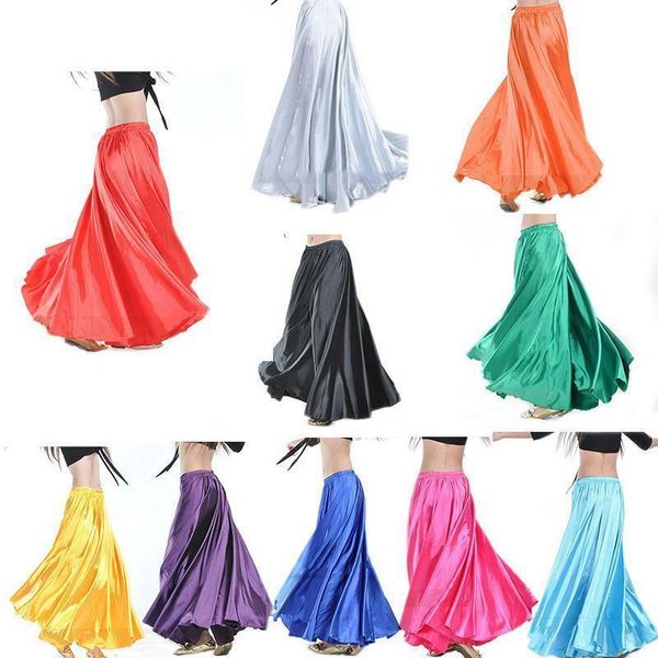 

fashion women belly dance costumes skirt shining satin long skirt swing dress dancing dress belly dance costume, Black