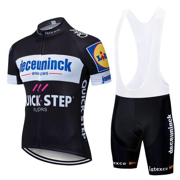 

2019 black quickstep cycling clothing bike jersey quick dry bicycle clothes mens summer team cycling jerseys 9d bike shorts set, Black;blue