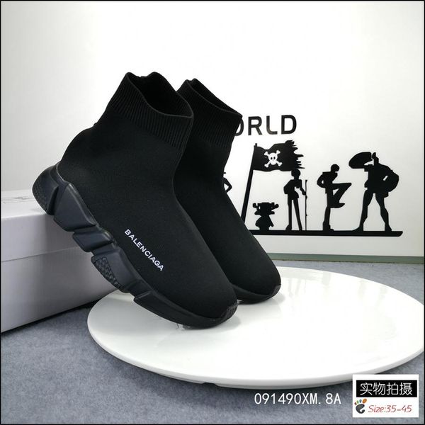 

2019 speed trainer black sneakers men women black red casual shoes fashion balenciaga socks sneaker boots size 36, Blue;gray