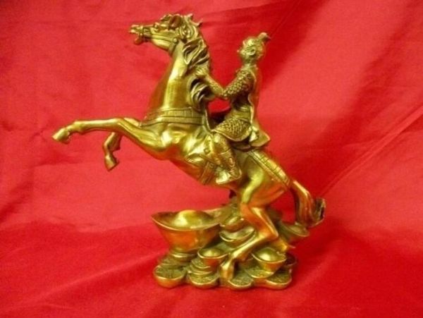 Китай Старый Бронзовый Фэн-Шуй украшения Лошадь и обезьяна медь Статуя