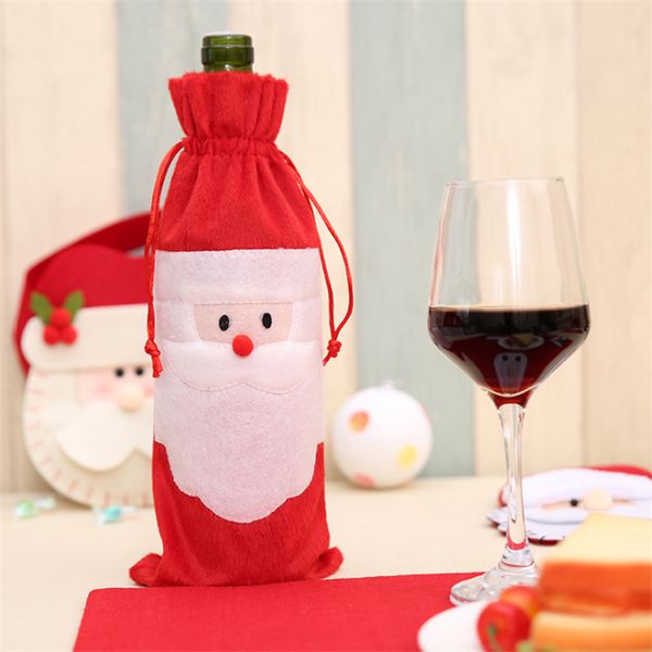 

new santa claus gift bags christmas decorations red wine bottle cover bags xmas santa champagne wine bag xmas gift 31*13cm jy402