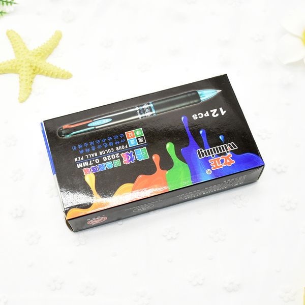 

60pcs 2020 new four color ink 4 in 1 ball pen business office stationery original pen advertising promotional gift ballpoint, Blue;orange