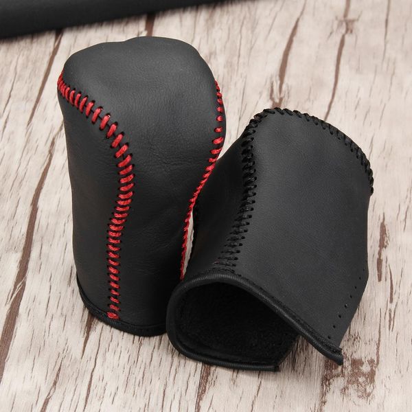 

car gear shift knob cover diy red/black line protector cover pu leather for qashqai 5mt manual