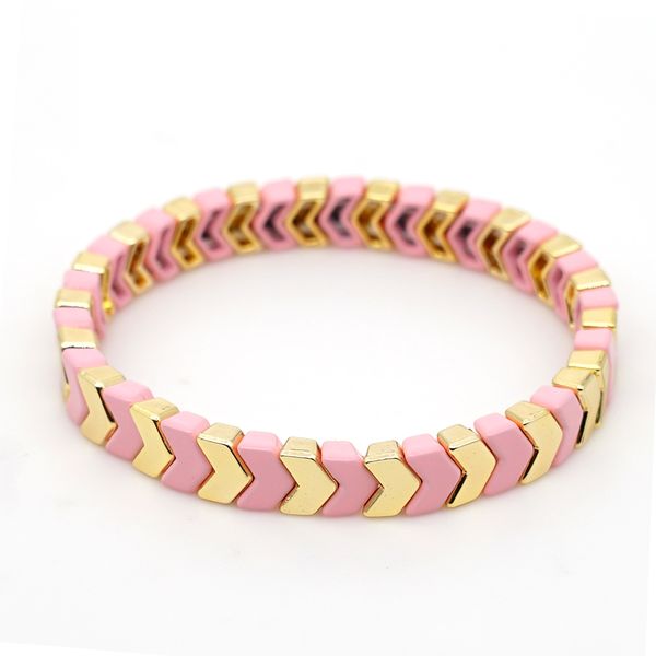 

shinus enamel tile bracelets stackable arrow bracelet for women summer beach fashion stretch jewelry allloy paint gold beads, Black