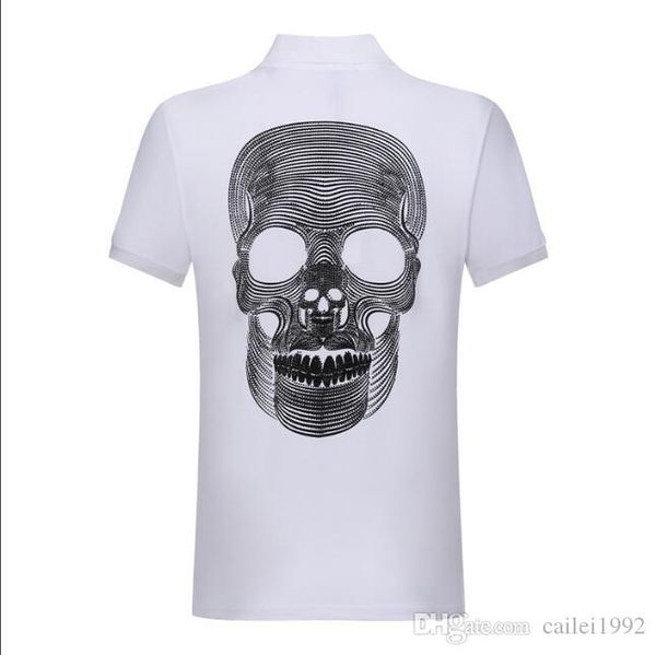 

wholesale men's wear cotton large-size short-sleeved t-shirt summer lapel polo shirt phillip plain #6647, White;black