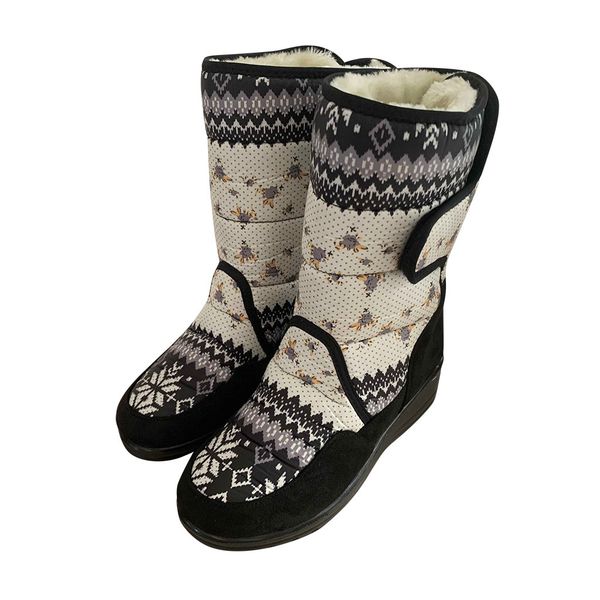 

winter wool plush fleece woman boots new arrival print outdoor anti-skid pressure relief comfortable woman boots chaussures femm, Black