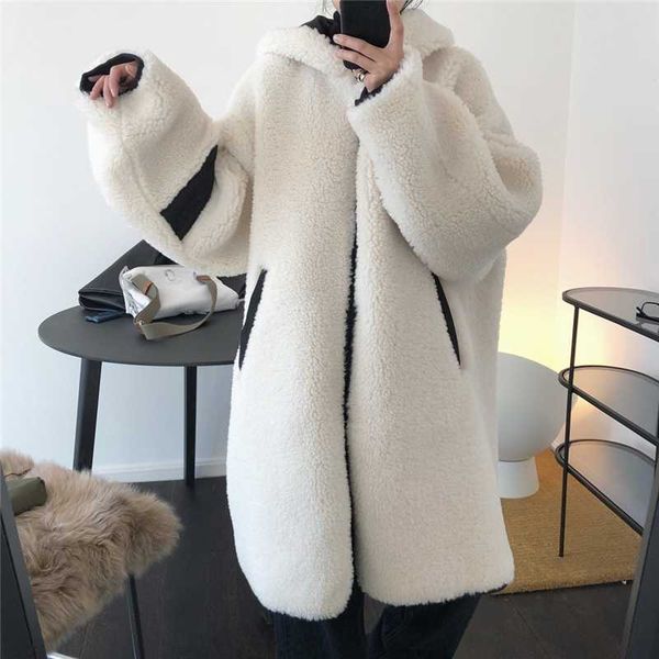 

2020 new winter woman thicken lamb swool coat lady hooded jacket female keep warm outerwear girl zipper casual overcoat, Tan;black