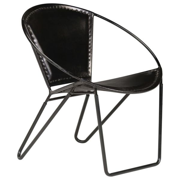 

genuine leather deck chair 69x69x69 cm black patio benches