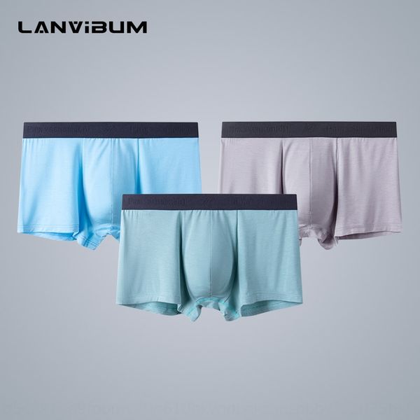 

peiqian men's underwear modal thin boxer underwear under under pants waist u convex bag solid color boxer pants seven colors, Black;white